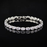 925 Silver Bracelet 17/18/19cm Marquise Oval Square Cut Hand Tennis Bangle