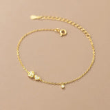 925 Silver Heart Flower CZ Chain Bracelet Romantic Girlfriend Gift