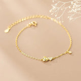925 Silver Heart Flower CZ Chain Bracelet Romantic Girlfriend Gift