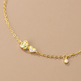 925 Silver Heart Flower CZ Chain Bracelet Romantic Girlfriend Gift