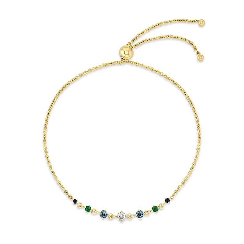 925 Silver Crystal Chain Bracelet 18K Plated Stackable Sphere Clasp