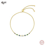 925 Silver Crystal Chain Bracelet 18K Plated Stackable Sphere Clasp