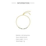 925 Silver Crystal Chain Bracelet 18K Plated Stackable Sphere Clasp