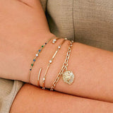 925 Silver Crystal Chain Bracelet 18K Plated Stackable Sphere Clasp