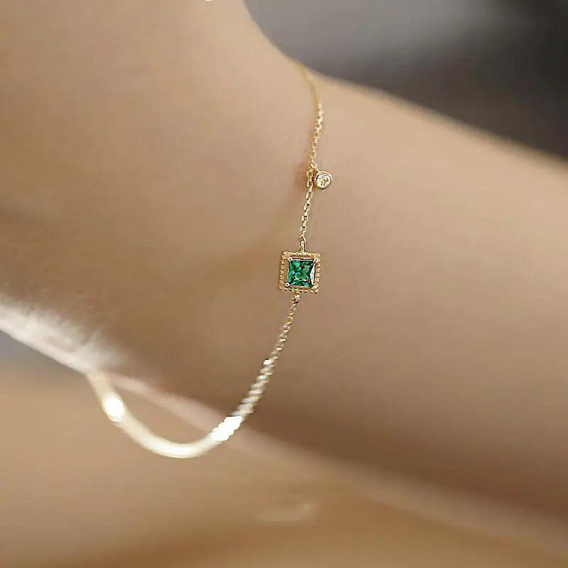 S925 Emerald Bracelet Rebornme Thin Women's Sugar Ins Niche