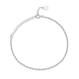 925 Silver Rice Grains Chain Bracelet Double Link Glossy Wrist