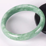 Green Jade Bangle Bracelet Hand-Carved Chinese Charm Jewelry