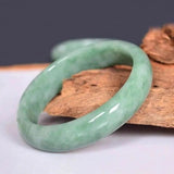 Green Jade Bangle Bracelet Hand-Carved Chinese Charm Jewelry