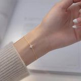 925 Silver Four Leaf Flower Charm Bracelet for Women