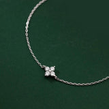 925 Silver Four Leaf Flower Charm Bracelet for Women