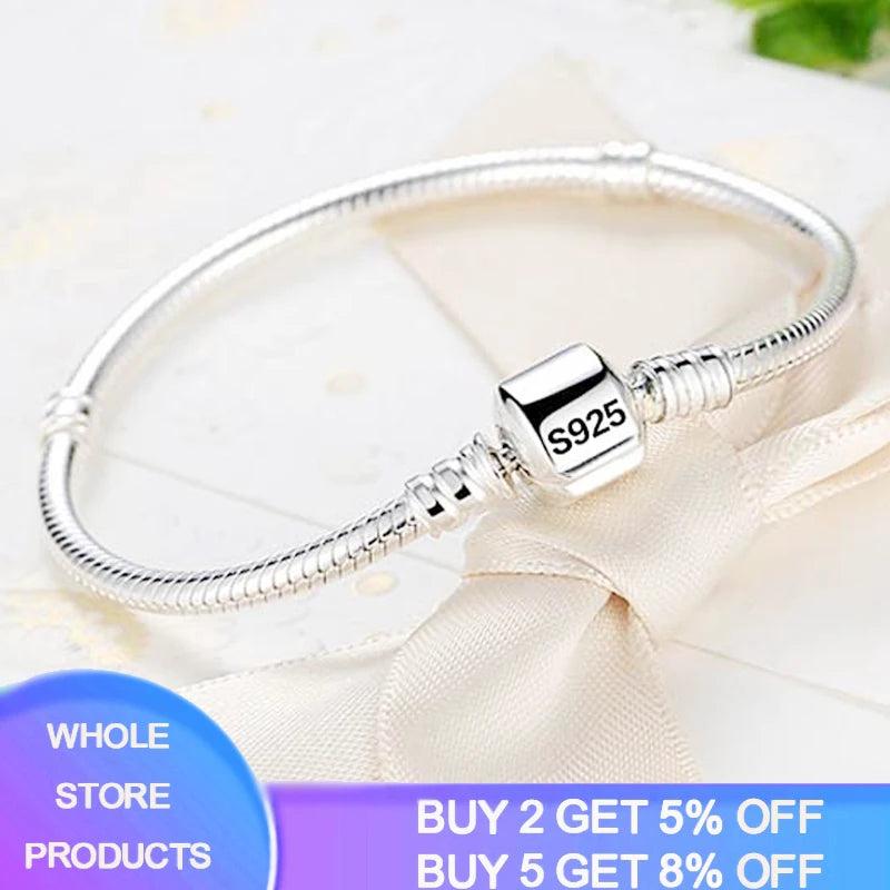 925 Sterling Silver Basic Wrist Chain Bracelet for Women