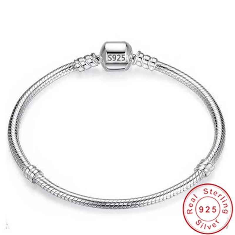 925 Silver Charm Bracelet Women 16-23cm Wedding Jewelry