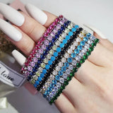 925 Silver CZ Tennis Bracelet Bangle for Women
