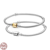 925 Sterling Silver Snake Bone Chain Bracelet for DIY Charm Beads
