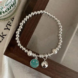 925 Silver Smily Face Round Letters Bracelet, Vintage Hasp Bracelet