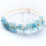 Natural Aquamarine Beads Bracelet Irregular Stone Lucky Bracelet