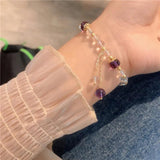 Natural Citrine Amethyst Beaded Strand Bracelet Women YBR505