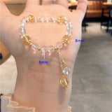 Natural Citrine Amethyst Beaded Strand Bracelet Women YBR505