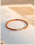 Vintage Olive Nut Bamboo Beads Bracelet Natural Stone Jewelry