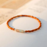 Vintage Olive Nut Bamboo Beads Bracelet Natural Stone Jewelry