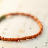 Vintage Olive Nut Bamboo Beads Bracelet Natural Stone Jewelry