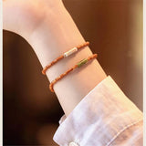 Vintage Olive Nut Bamboo Beads Bracelet Natural Stone Jewelry