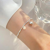 925 Sterling Silver Heart Luck Adjustable Bracelet for Women Girl