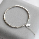 925 Sterling Silver Heart Luck Adjustable Bracelet for Women Girl