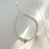925 Sterling Silver Heart Luck Adjustable Bracelet for Women Girl