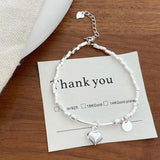 925 Sterling Silver Heart Luck Adjustable Bracelet for Women Girl