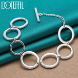 925 Silver Circle O Ring Chain Bracelet Women Charm Wedding Jewelry
