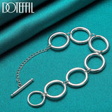 925 Silver Circle O Ring Chain Bracelet Women Charm Wedding Jewelry