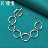 925 Silver Circle O Ring Chain Bracelet Women Charm Wedding Jewelry