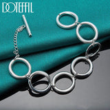 925 Silver Circle O Ring Chain Bracelet Women Charm Wedding Jewelry