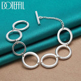 925 Silver Circle O Ring Chain Bracelet Women Charm Wedding Jewelry