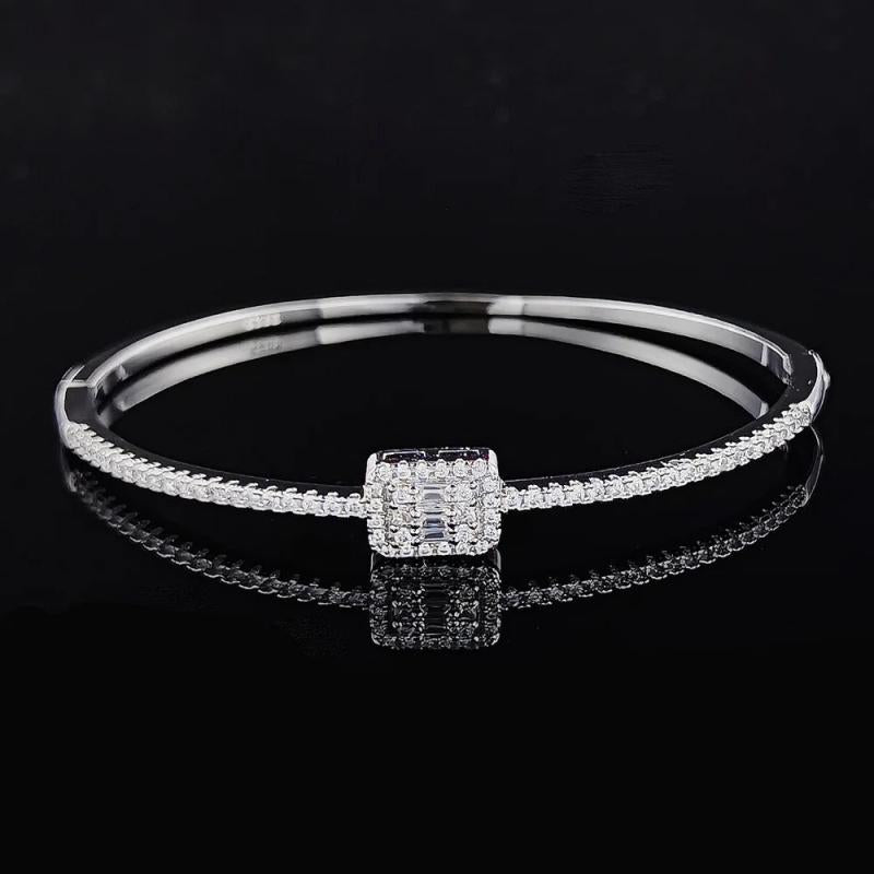 925 Sterling Silver Rectangle Bracelet Bangle for Women