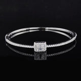 925 Sterling Silver Rectangle Bracelet Bangle for Women