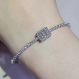 925 Sterling Silver Rectangle Bracelet Bangle for Women