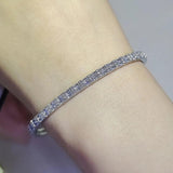 925 Sterling Silver Rectangle Bracelet Bangle for Women