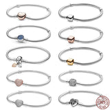 925 Silver Heart Snake Bone Chain Bracelet for Charm Beads DIY