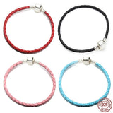 925 Silver Braided Leather Bracelet for DIY Jewelry Making