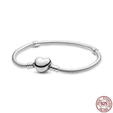 925 Sterling Silver Heart Bracelet Barrel Buckle DIY Charm Beaded
