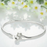 Charming Rose Filled 925 Silver Snake Bone Chain Bracelet for Women
