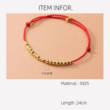 925 Silver Rope Bracelet Women's Silver Bead Red Thread Line String Bracelet