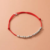 925 Silver Rope Bracelet Women's Silver Bead Red Thread Line String Bracelet