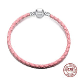 925 Silver Girly Leather Cord Bracelet for Women