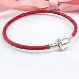 925 Silver Girly Leather Cord Bracelet for Women