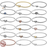 925 Sterling Silver Heart Bracelet for Charm Beads DIY