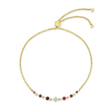 925 Silver Crystal Chain Bracelets 18K Plated Adjustable Stackable Sphere Clasp