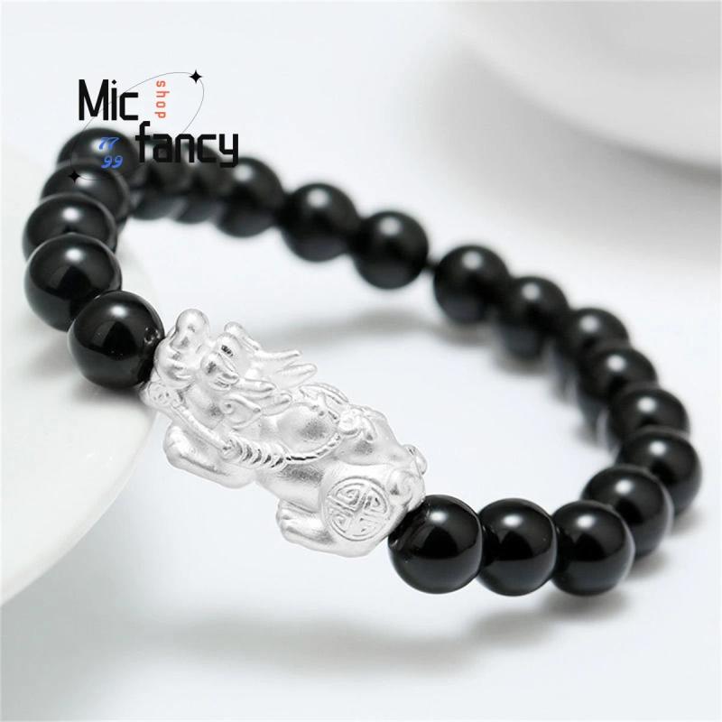 Agate Chalcedony S925 Silver Pixiu Bracelet Ethnic Style Fine Jewelry